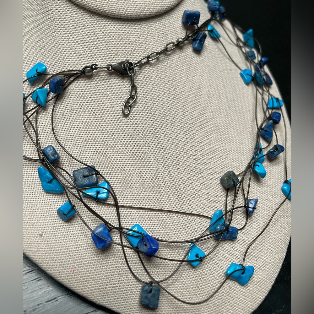 Bright Blue Multi-string Necklace - Gorgeous